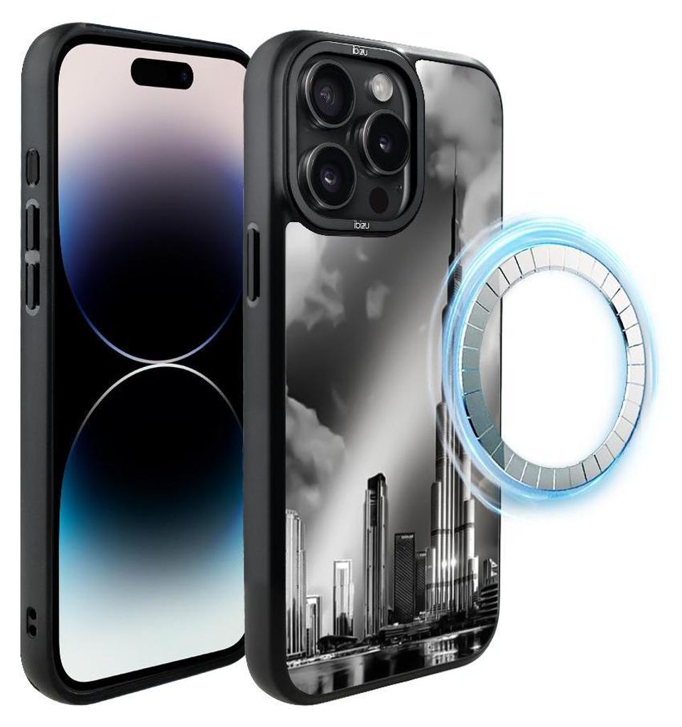 Schutzhülle für das iPhone 14 Pro Max, MagSafe-kompatibel, mattschwarze Seiten, Burj Khalifa