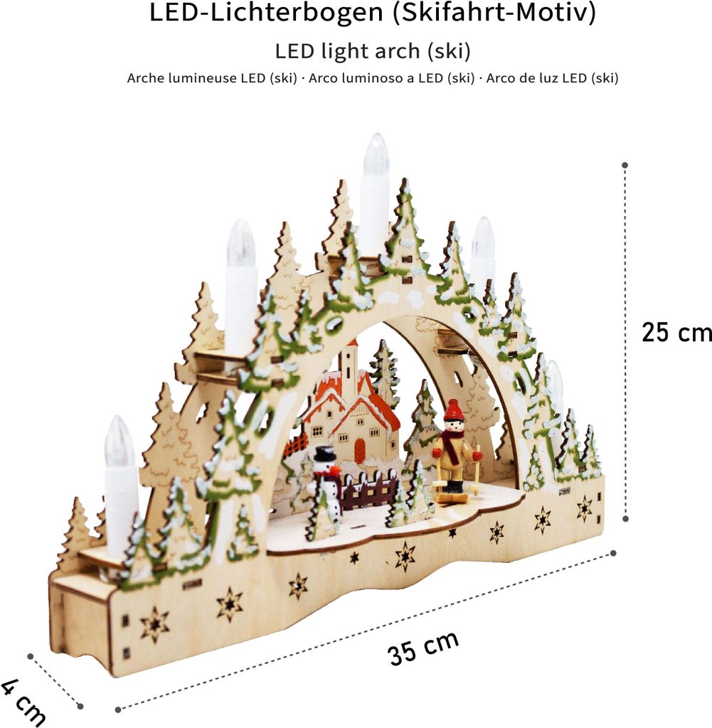 ToCi LED-Kerzenbogen Lichterbogen mit Skifahrt-Motiv | Produktbild 3