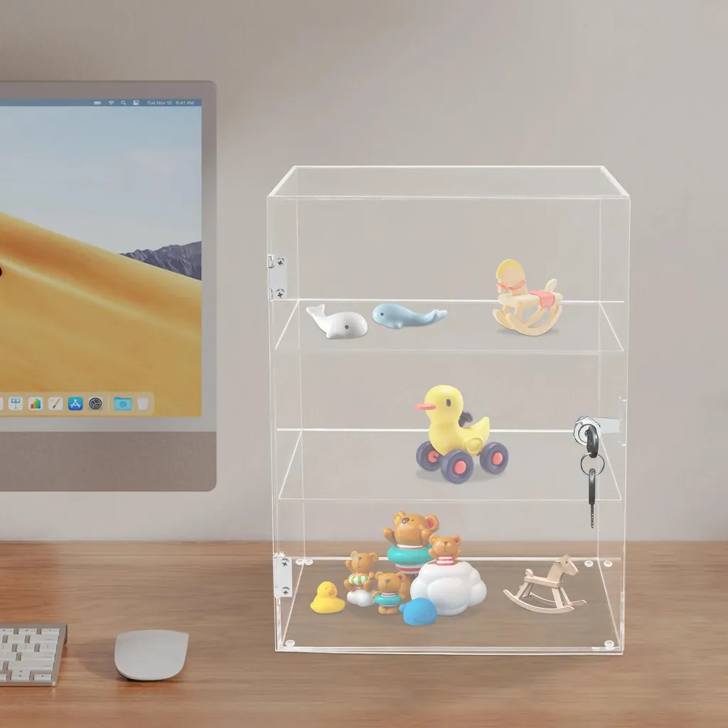 Vitrine En Acrylique Transparente – 25x20x20 Cm, Fond Blanc, Protection Anti-poussière, Pour Collection Et Figurines