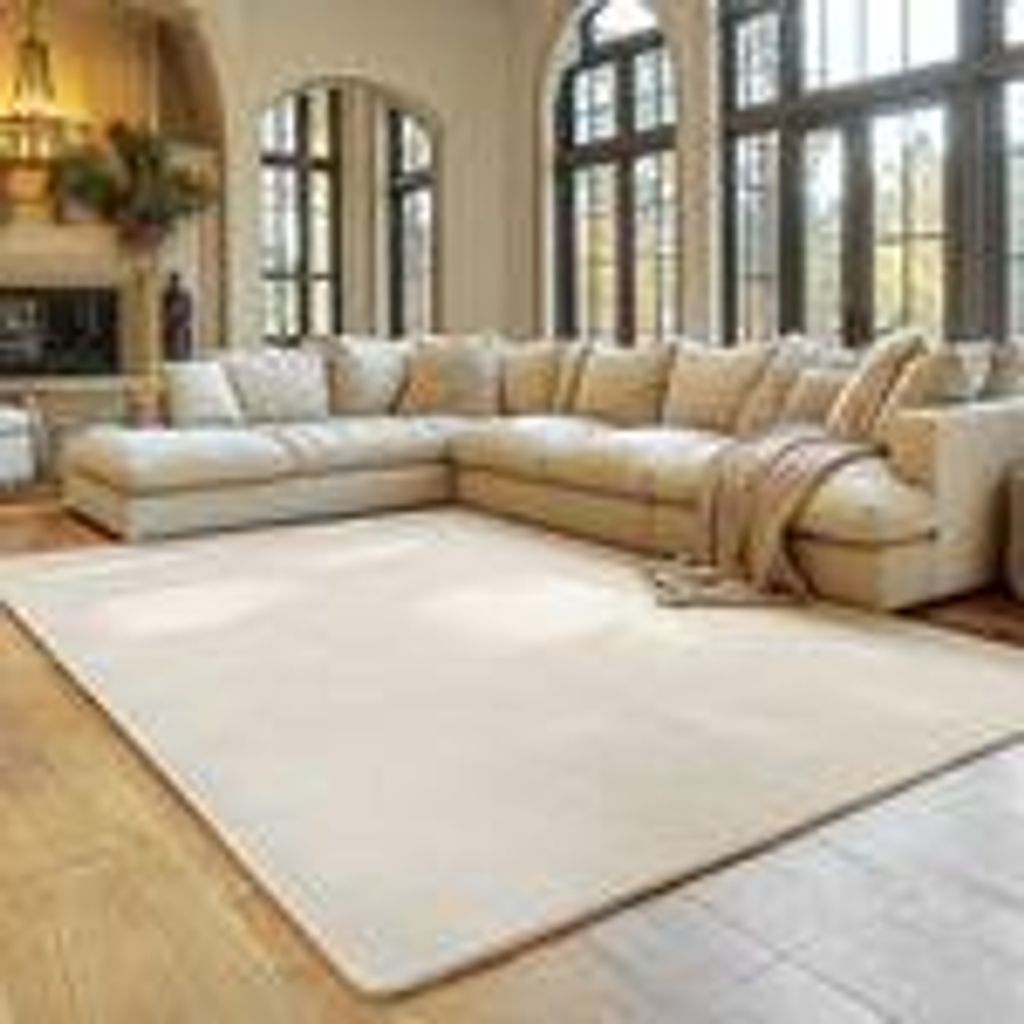 Simpex Wohnteppich und Kurzflor, Waschmaschinenfest, Allergikerfreundlich und Weicher Teppich, Größe: 240 x 340 cm, Farbe: Creme