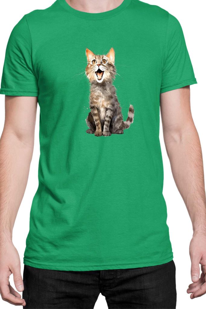 Herren T-Shirt Funny Cats Breeds Domestic Shorthair Cat, Man S / Grün