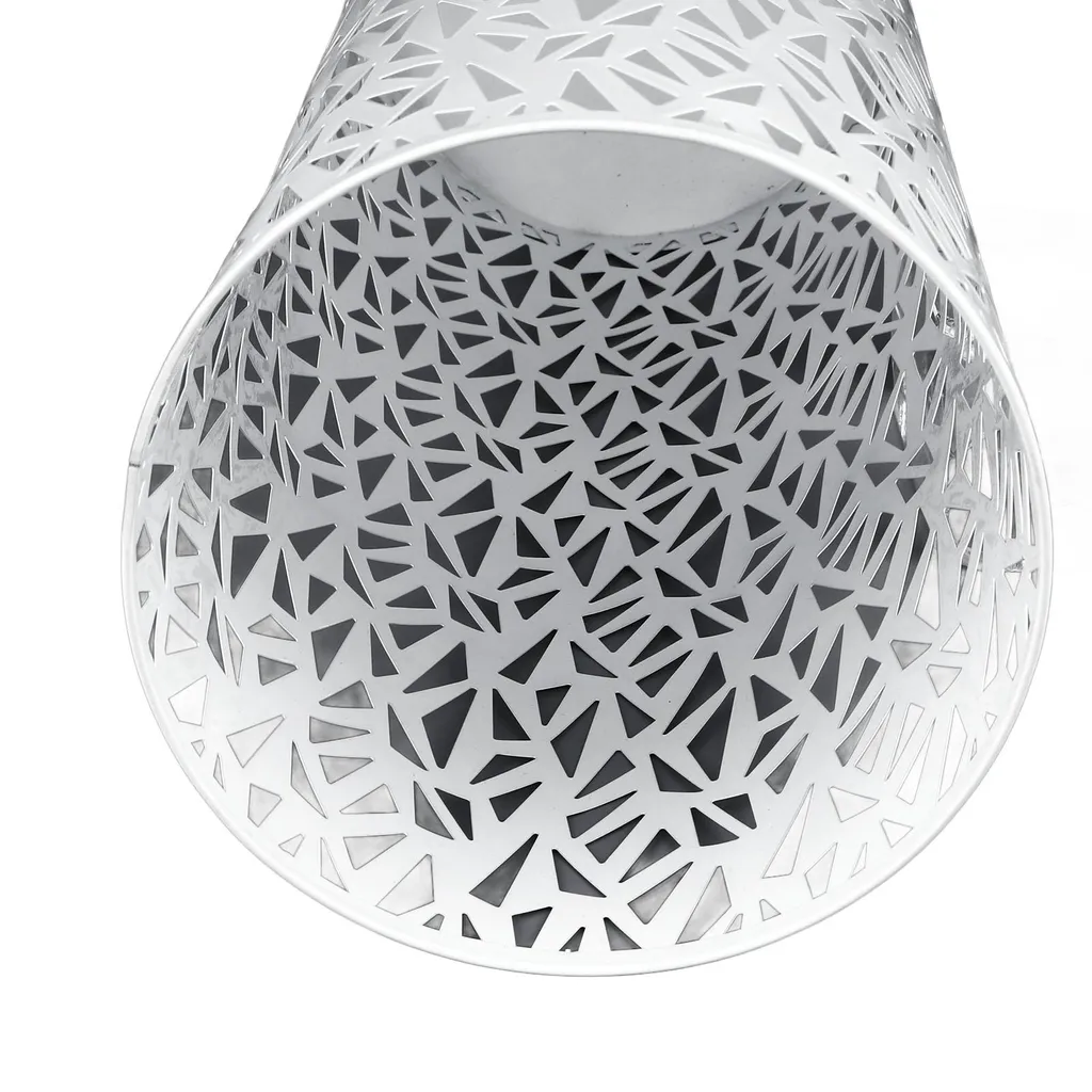Porte-parapluies blanc en métal perforé, structure robuste pour hôtel - 7