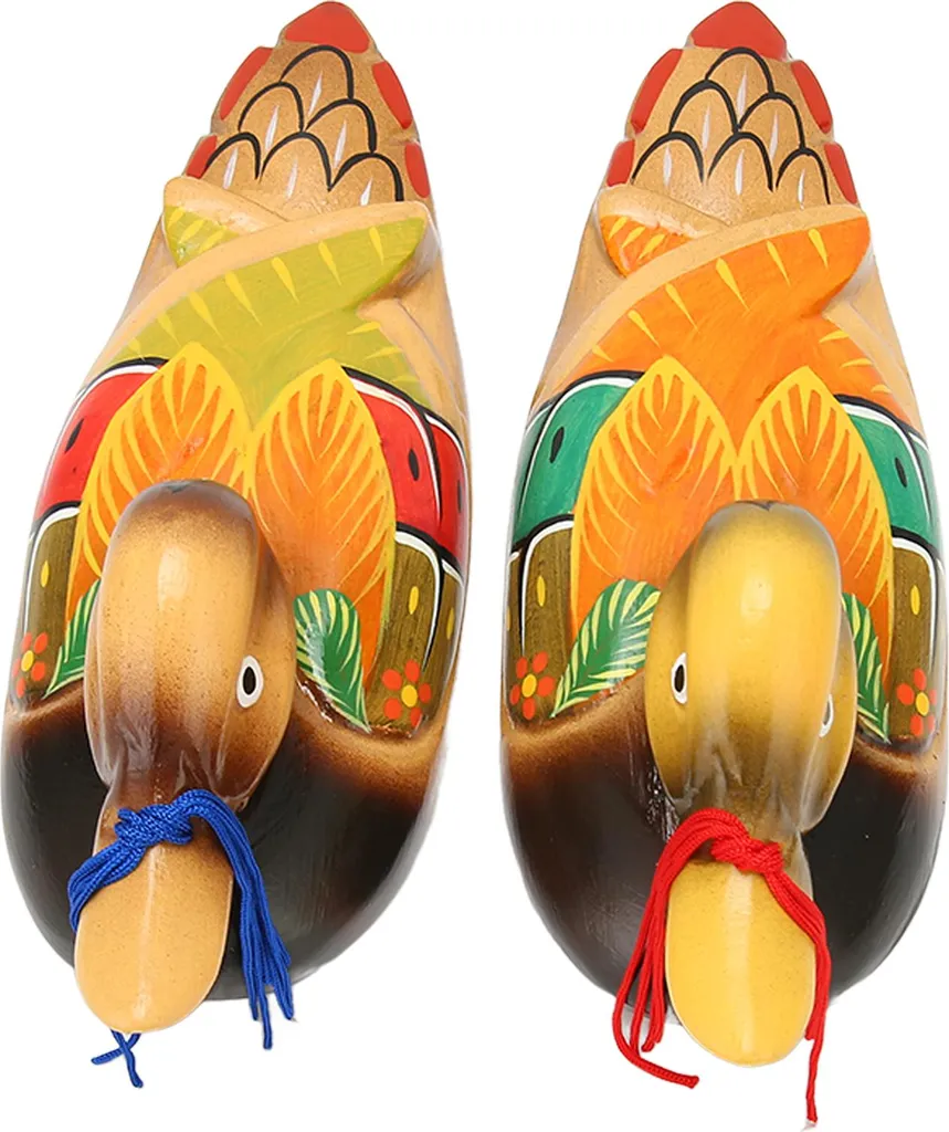 Statuettes Canards Mandarins de Mariage en Bois Peint Imperméable x2 - 2