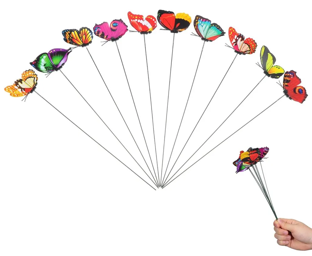 Piquets de jardin papillons colorés avec ailes mobiles pour décoration