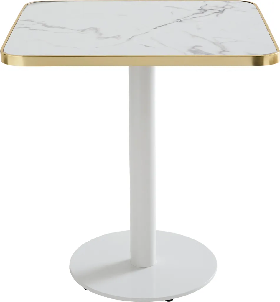 Piano Tavolo 70x70 Marmo Bianco Oviala Montmartre con Bordo Alluminio - 7