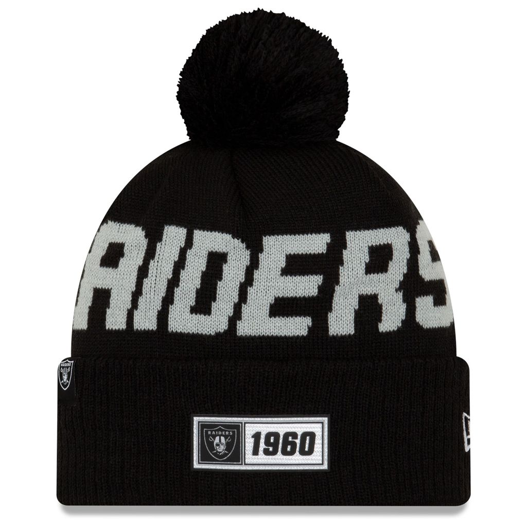 NFL Las Vegas Raiders Road Sideline 2019 Bobble Wollmütze cuffed knit NewEra