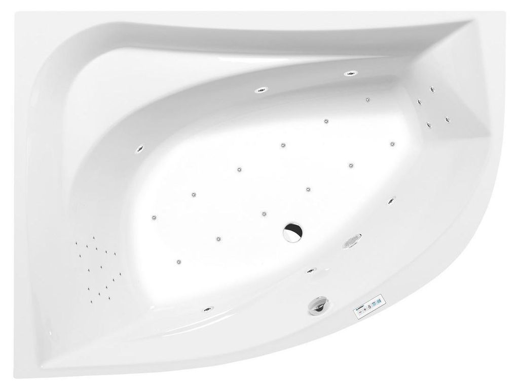 Polysan TANYA L Whirlpool-Badewanne, 160x120x49cm, Highline Hydro-Air, Chrom