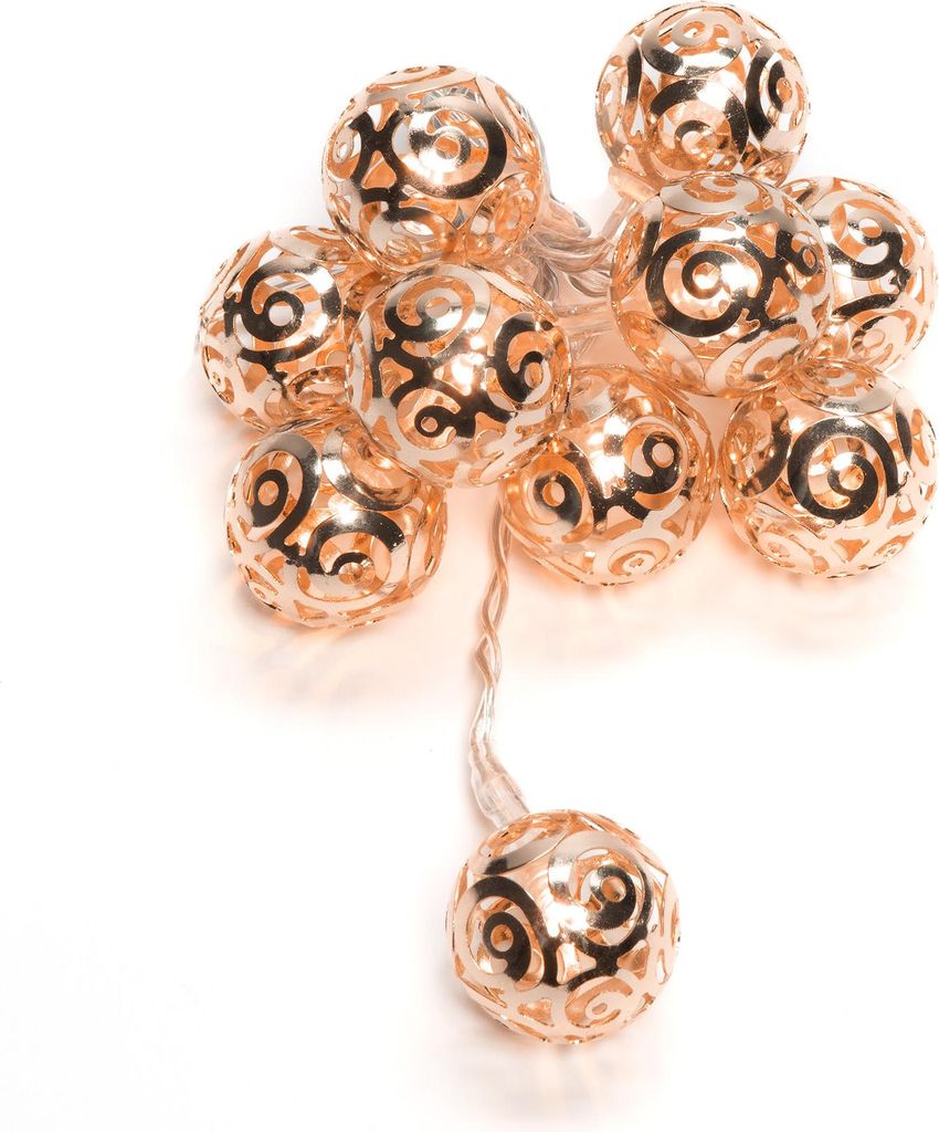 Konstsmide Light set metal balls, Leichte Dekorationskette, Kupfer, Polyvinylchlorid (PVC), Stahl, IP20, 10 Glühbirne(n), LED