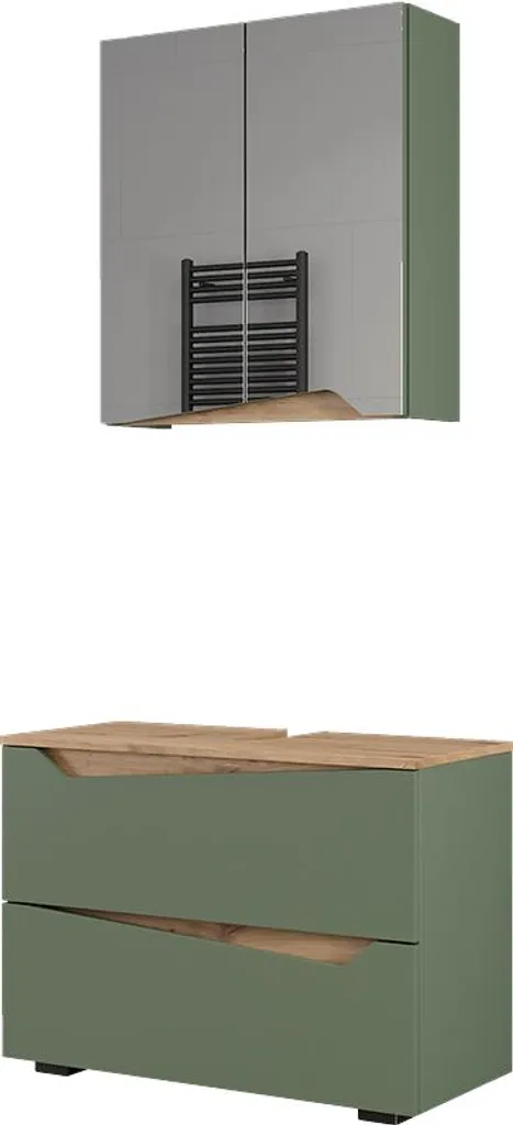Meuble de bain Vicco Marelle Vert et Chêne Artisan, Modèle 57528 Chic