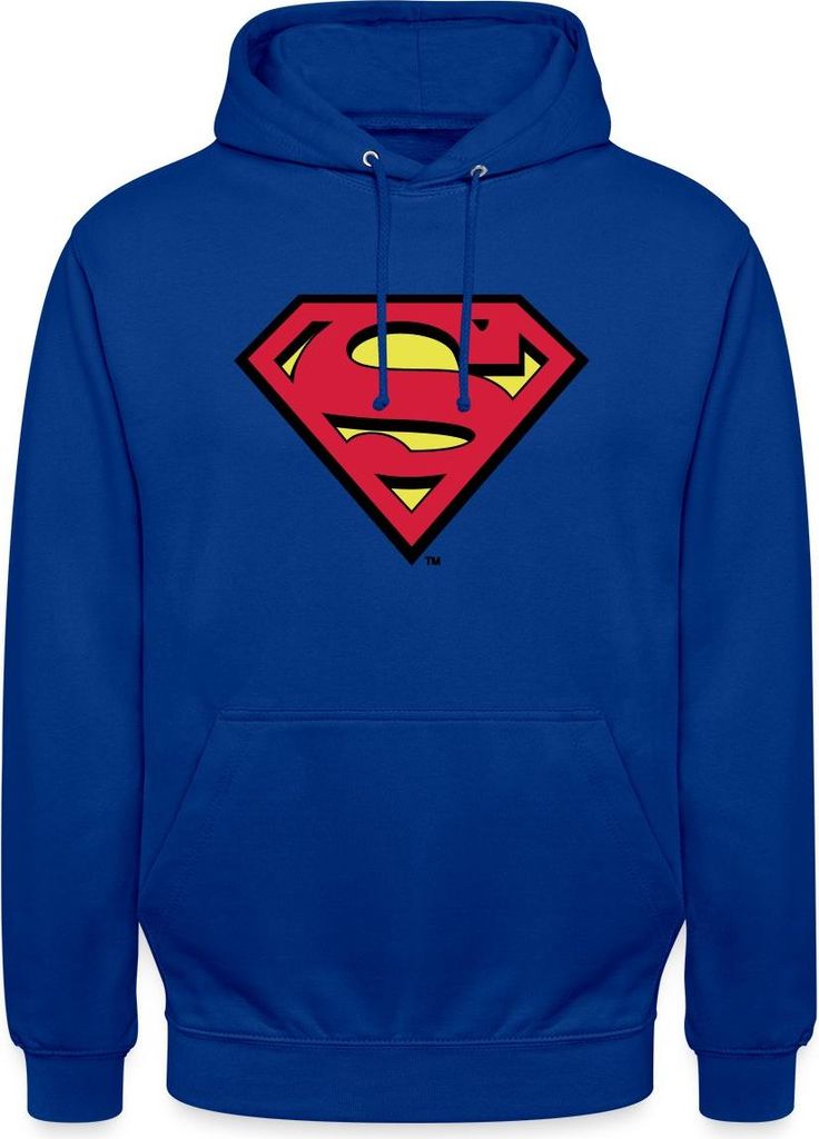 Spreadshirt DC Comics Superman Logo Original Karneval Uni Hoodie, S, Royalblau