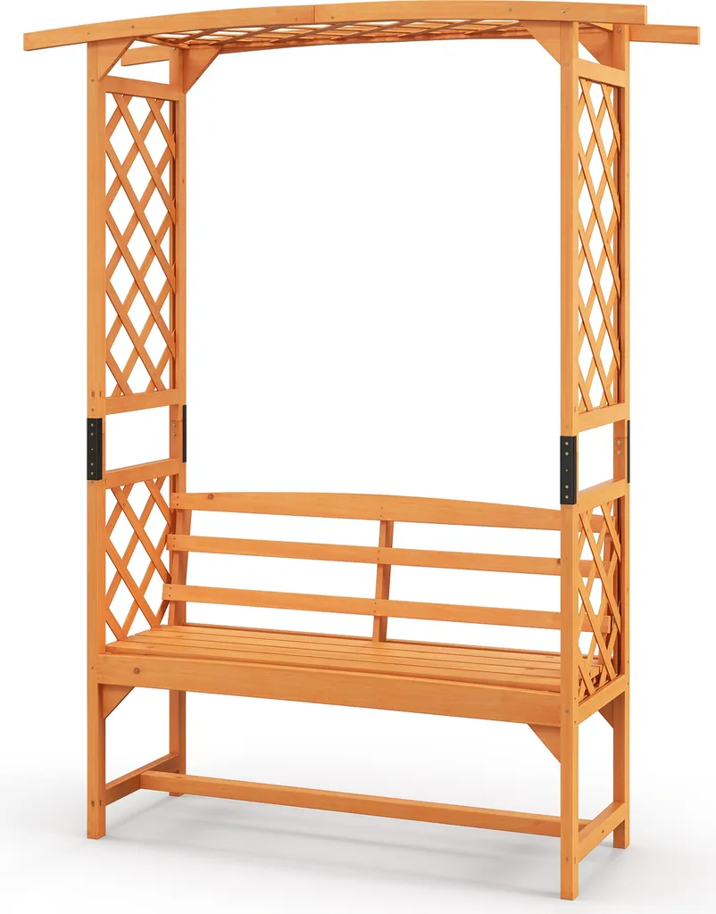 Arche en bois avec banc et treillis 160cm - Solution déco et assise jardin