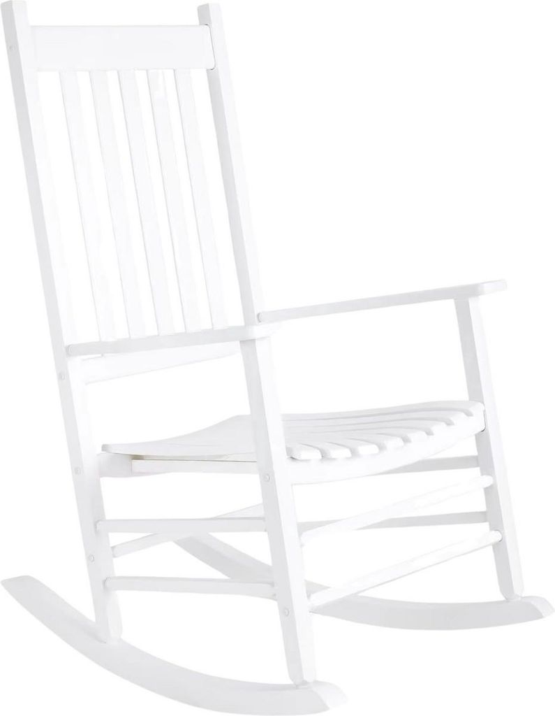 Schaukelstühle Fioren – Wippstuhl – Für Schlafzimmer, Wohnzimmer, Garten & Balkon – Große Sitzfläche für Erwachsene – Weiß