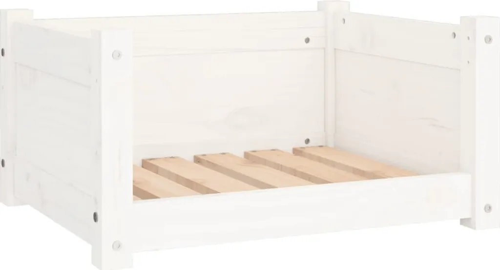 vidaXL Letto per Cani Bianco in Legno di Pino Massiccio 55,5x45,5x28 cm