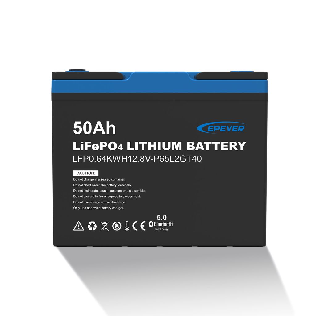 EPEVER Lithium LiFePO4 Batterie 12,8V, 50Ah mit integriertem BMS und APP, Selbstheizung unter 0°C, A-Klasse LiFePO4-Zellen, 0% MwSt