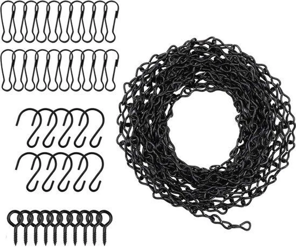 Suspension pour plantes noire 4,8m réglable avec crochets et clips