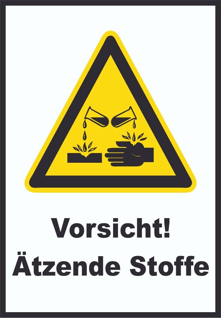 Vorsicht Ätzende Stoffe Schild A3 (297x420mm)