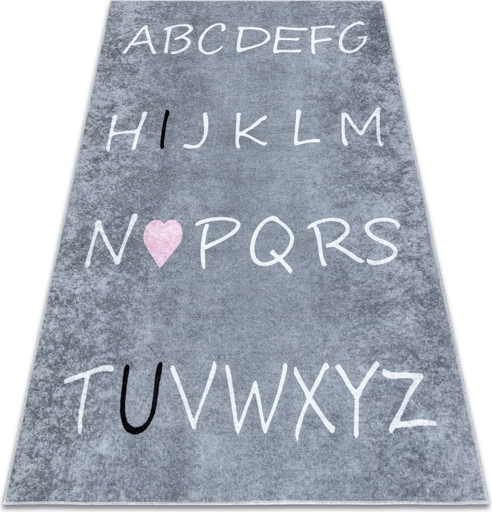 JUNIOR 52106.801 Alphabet für Kinder Anti-Rutsch - grau Grau 140x190 cm