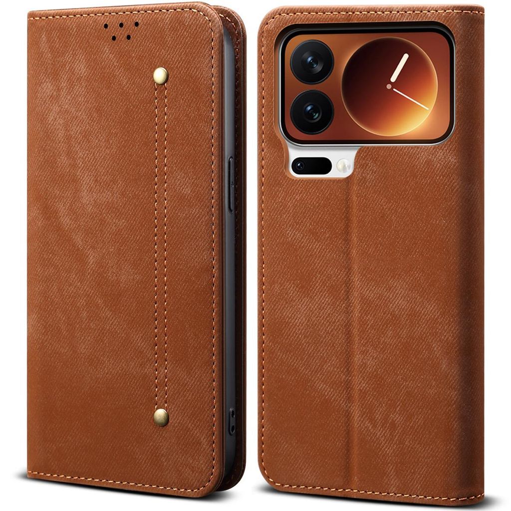 Leder Hülle für Xiaomi 17 Pro, Brieftasche Flip Bookstyle Schutzhülle mit Standfunktion Braun
