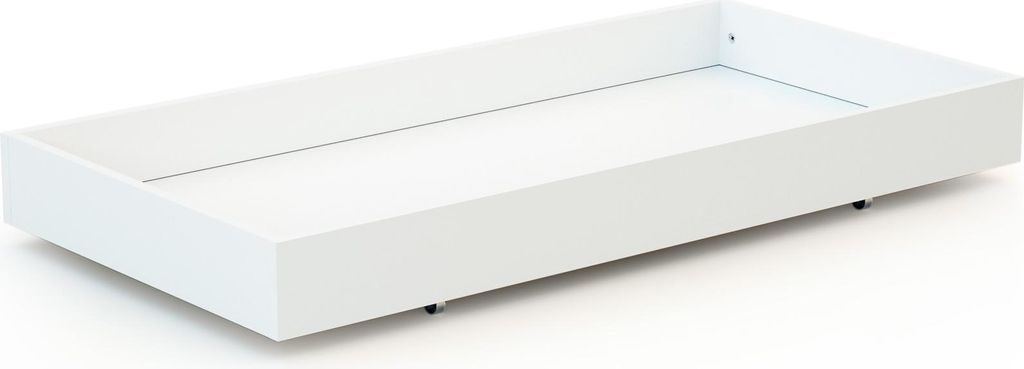 AT4 - ROLO Bettschublade Weiß | Für Babybett 60x120 cm | Universelle Holzschublade | Schublade mit 4 Rollen | Höhe 15cm | Praktische und diskret...