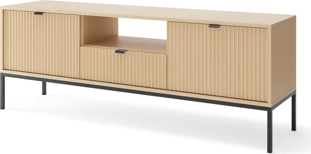 Selsey Vellore Buffet TV 154 cm avec Tiroir, Chêne Vicenza et Noir