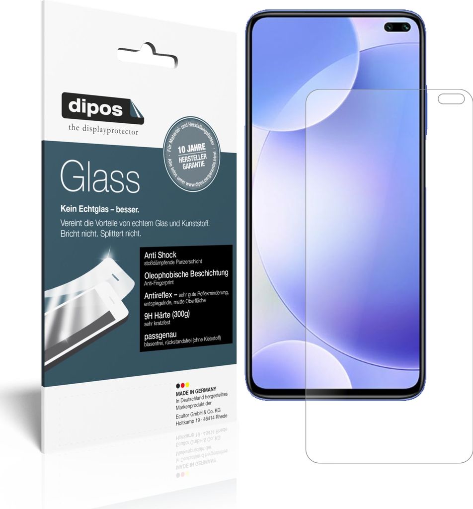 2x Schutzfolie für Xiaomi POCO X2 matt - Anti-Shock 9H Folie dipos Glass Kunststoffglas
