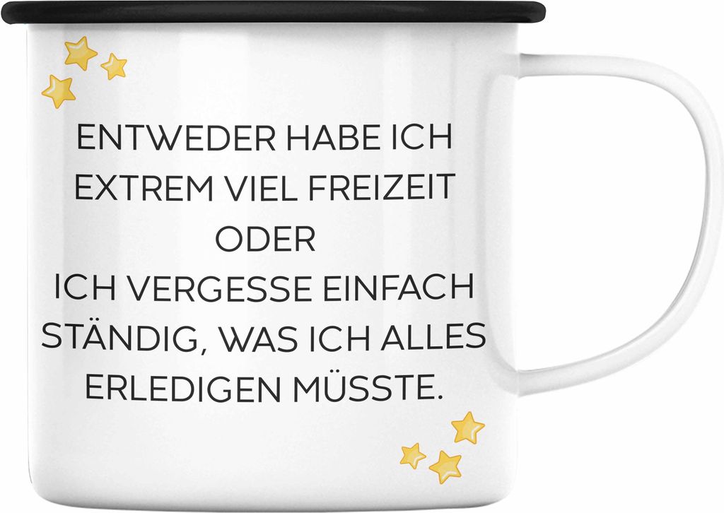 Trendation - Lustige Emaille Tasse mit Spruch für Frauen Männer Arbeit Büro Lustig Emaille Tassen Becher mit Sprüchen Kollegin Geschenk Sarkasm...