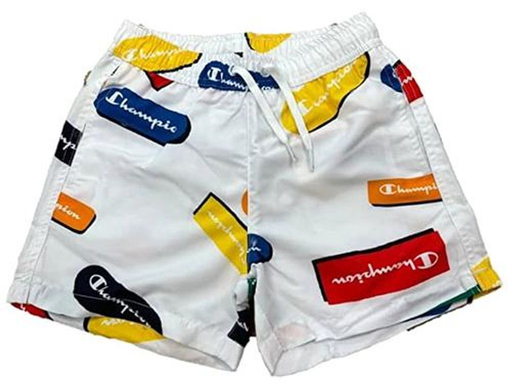 Champion Beach Shorts Logo Allover Jungen Badehose Weiß (WHT/Allover), 306047-WL001