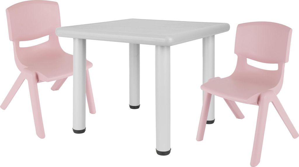 Bieco Kindertisch mit 2 Stühlen | Für Innen und Außen | Kindertisch mit Stühle Stapelbar & Kippsicher | Basteltisch Kinder Tisch Stuhl Set Malt...