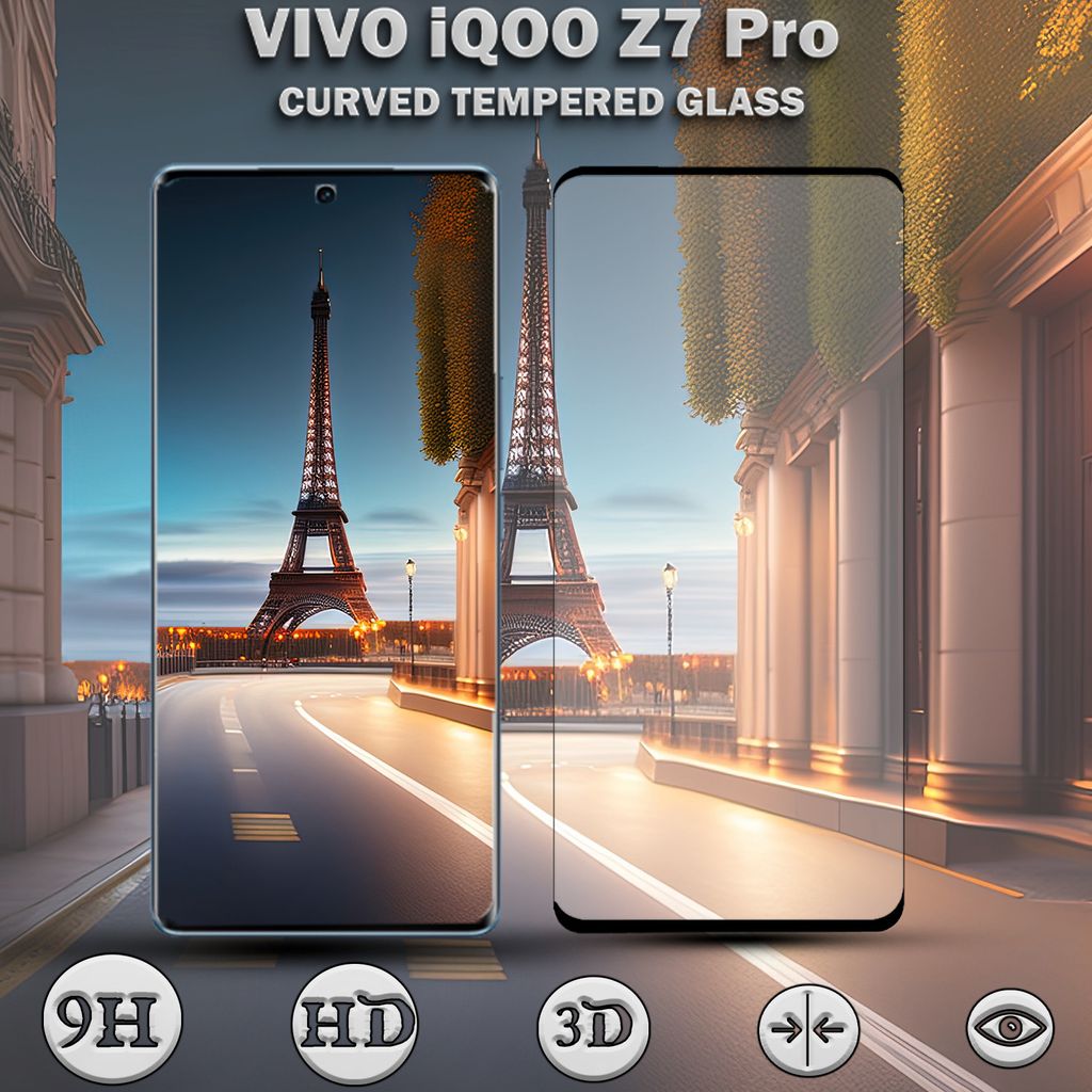 VIVO iQOO Z7 Pro - Gehärtetes Glas 9H - Hochwertiger 3D-Displayschutz