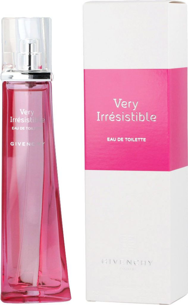 A perfume bottle and its packaging are displayed against a white background.