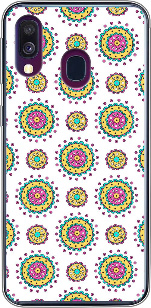 MuchoWow Handyhülle Schutzhülle Hülle für Telefoonhoesje Samsung Galaxy A40 Mädchen - Blumen - Mandala - Muster - Mädchen - Kinder - Kinder...