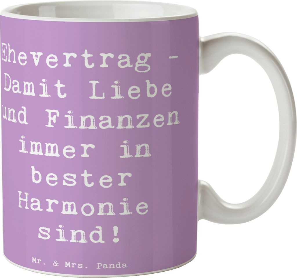 Mr. & Mrs. Panda Kaffeetasse Spruch Ehevertrag Liebe Finanzen - Lavendeltraum - Geschenk, schöne tasse, Heirat, Trinkbecher, Konfliktlösung, Kera...