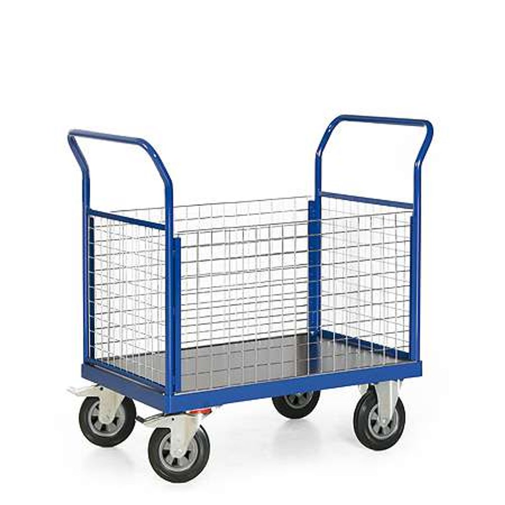 Bako Logistiksysteme Plattformwagen F600 mit 4 Gitterwänden ohne Bordkante 1000x600mm