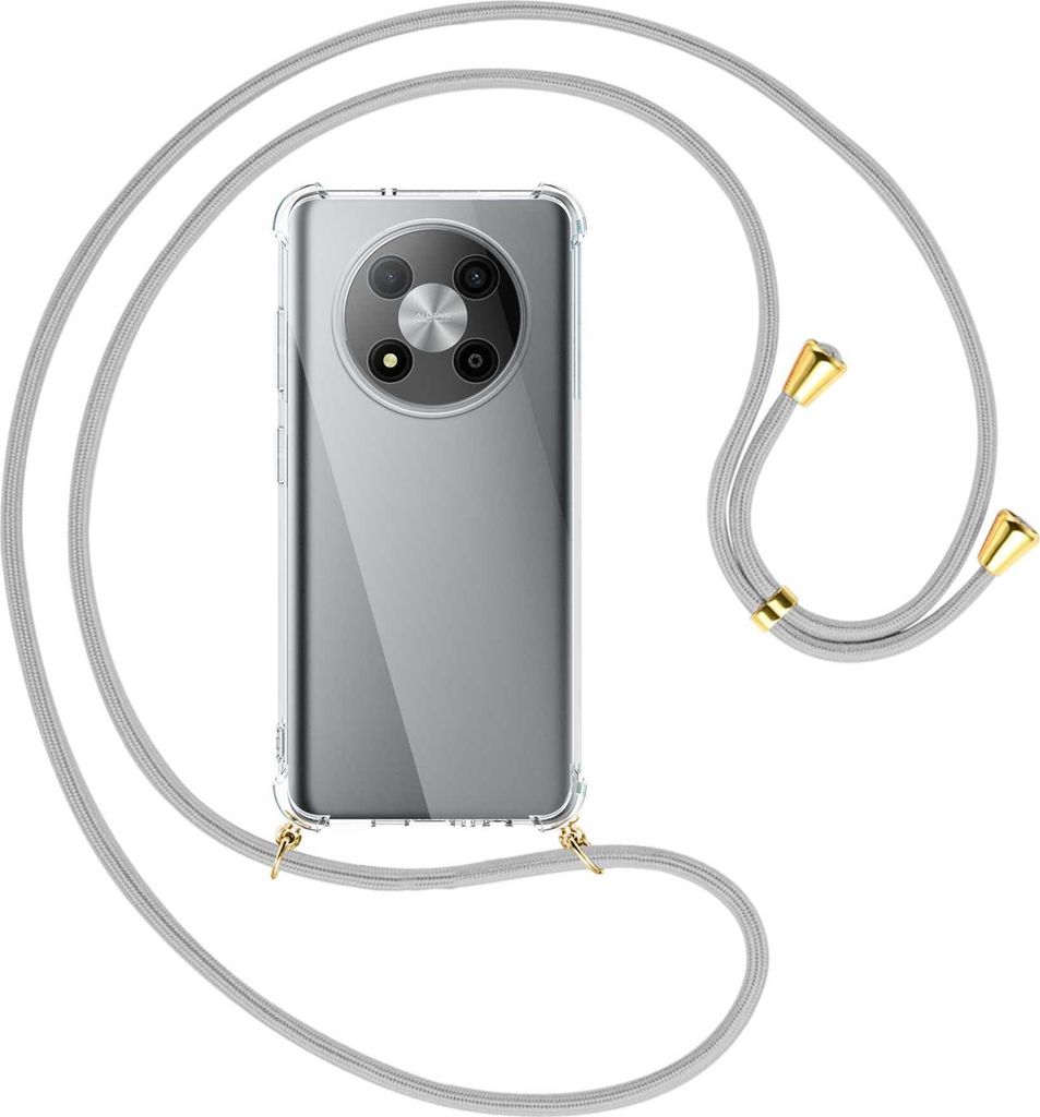 Handykette Backcover-Schutzhülle mit Band (Metall goldfarben) für ZTE Blade A73 5G (6.52'') - silbergrau