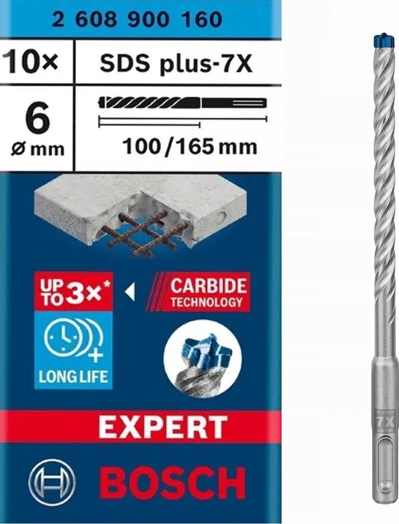 Hammerbohrer Expert SDS-7X D.6mm Arbeits-L.100mm L.165mm Produktbild 16