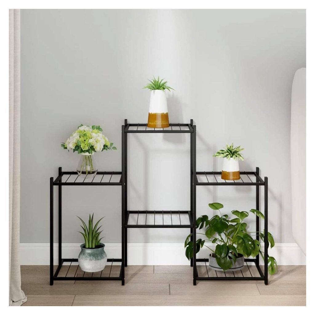 Blumenständer 83 x 25 x 60 cm aus schwarzem Eisen für Innen- und Außenbereich, geeignet für Wohnzimmer und Büro