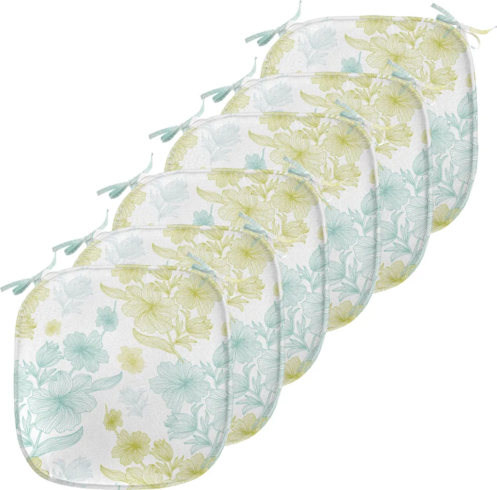 Galette de Chaise Anti-Tache et Confortable Fleurs Rétro - Lot de 6