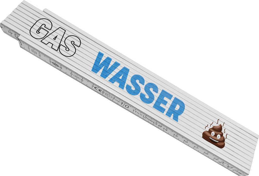 Gas Wasser Scheiße lustiger Meterstab aus Holz für Gas- und Wasserinstallateure