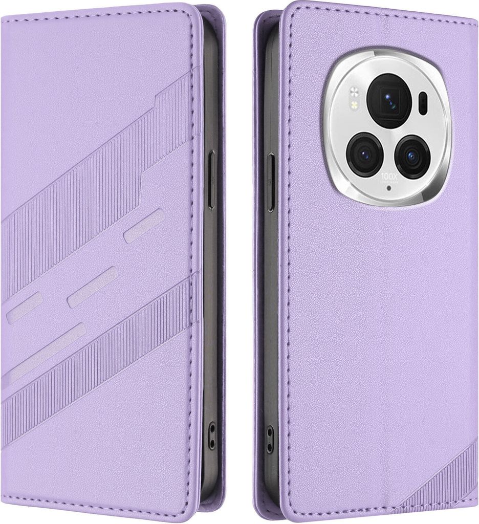 Hülle für Honor Magic 6 Pro, Kunstleder Brieftaschen Handyhülle mit Kartenfach und Standfunktion Violett