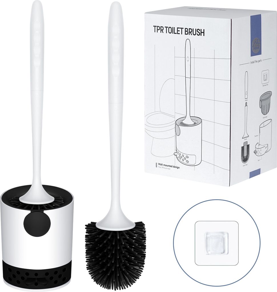 Klobürste Silikon, WC-Bürste mit Haltersatz für Badezimmer Produktbild 
