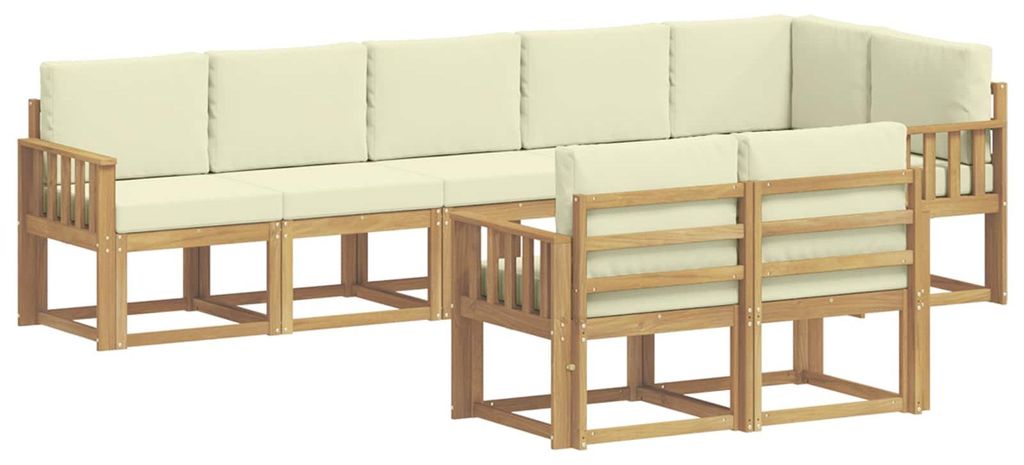 “2026 Modern“ Braun Outdoor-Sofagarnitur mit Kissen 8 pcs Weiß und Creme Polyester - Designermöbel 34218 - Gartensofas