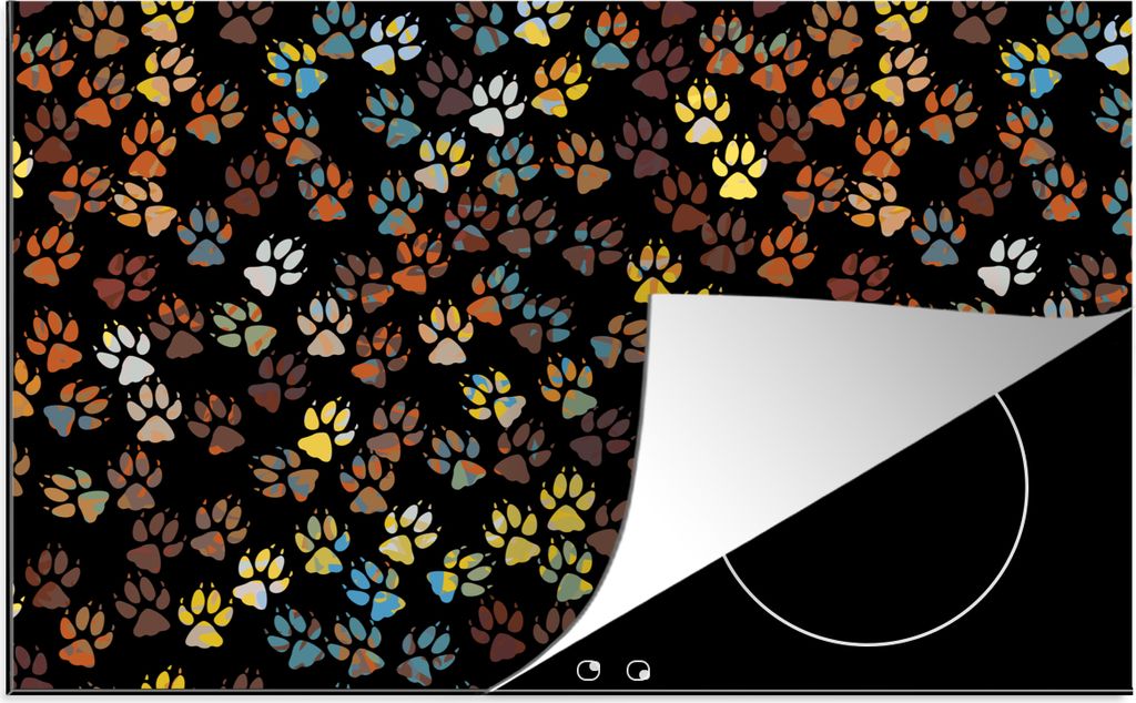 KitchenYeah Herdabdeckplatte Muster - Hunde - Pfoten - Jungen - Mädchen - Kinder - Kinder , 76x51cm, Küche Deko, Glaskeramikkochfeld Herdabdeck...