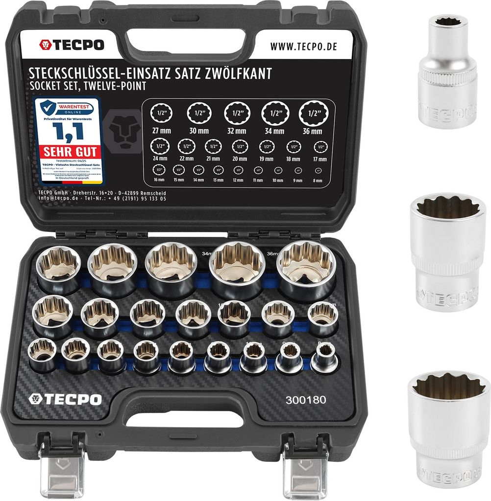 TECPO Steckschlüssel Satz Zwölfkant 1/2" SW 8-36mm Produktbild 