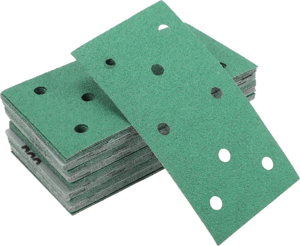 Schleifpapier Klett- und Schleifblätter 7,09 Zoll x 3,74 Zoll Grün 50 Stück P60 Rechteckig Flocking 8 Loch Effizientes Schleifen und Polieren