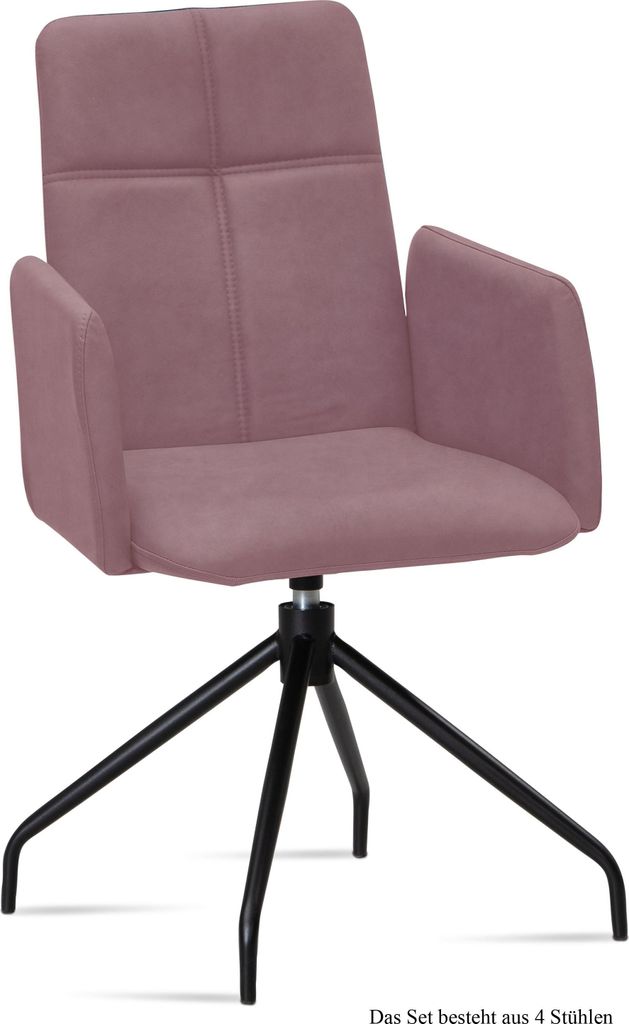 Armlehnstuhl drehbar (4er-Set) Doanna 52x92x60 Schwarz/Rosewood