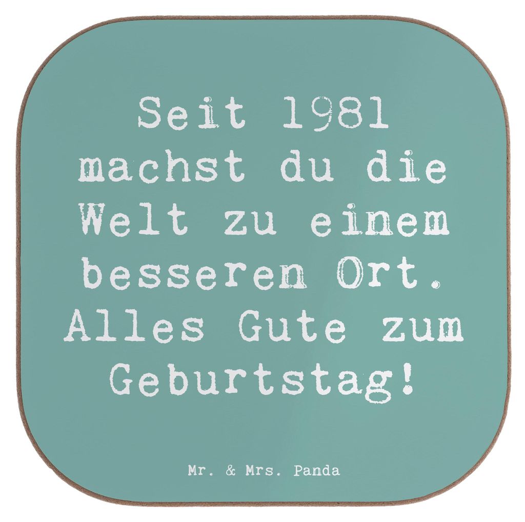 Mr. & Mrs. Panda Tischuntersetzer Spruch 1981 Geburtstag - Meeresbrise - Geschenk, Happy Birthday, Holzuntersetzer, Untersetzer Tasse, Tassen, Gebu...