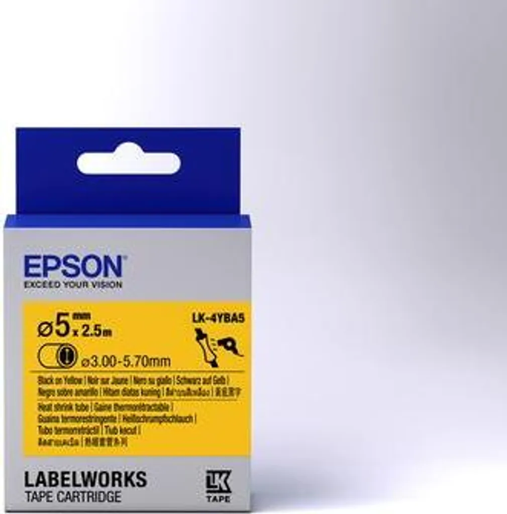 Tubetto Epson LK-4YBA5 Nero/Giallo 3mm x 2.5m per Etichettatrici LW - 3