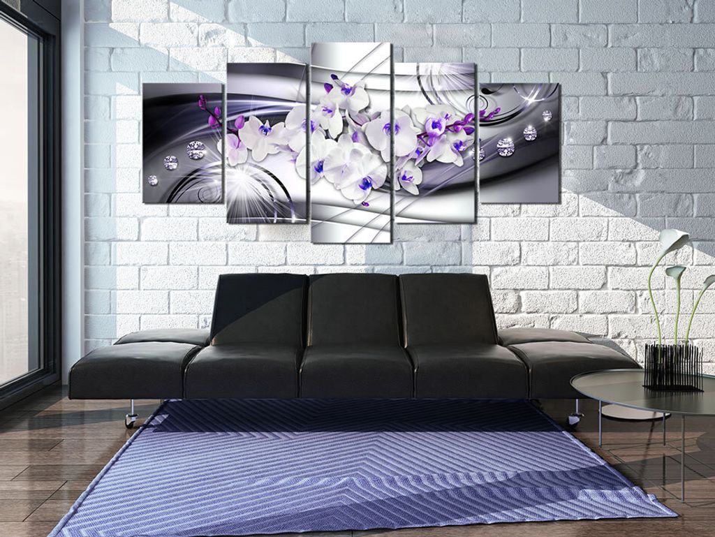 Akustikbild Blumen Orchidee 200x100 cm Bilder Akustikschaum Hochleistungsschallabsorber Schallschutz Leinwand 5 tlg Wandbild Raumakustik Schalldäm...