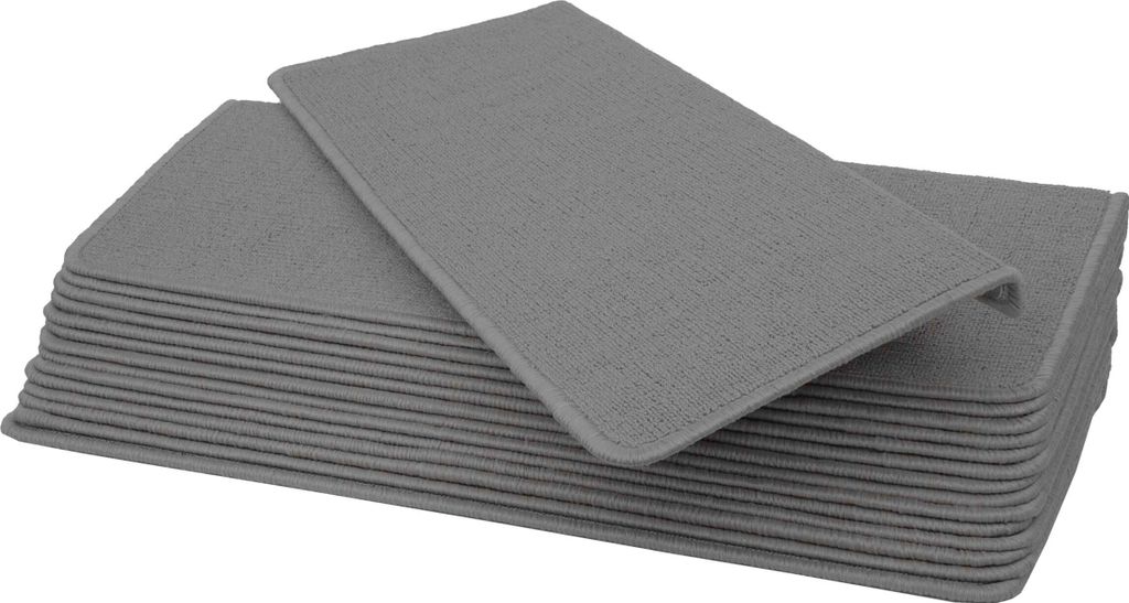 15er-Set Stufenmatte HWC-G49, Treppenteppich Treppenschutz Treppenmattenset, 65x25cm rechteckig, grau