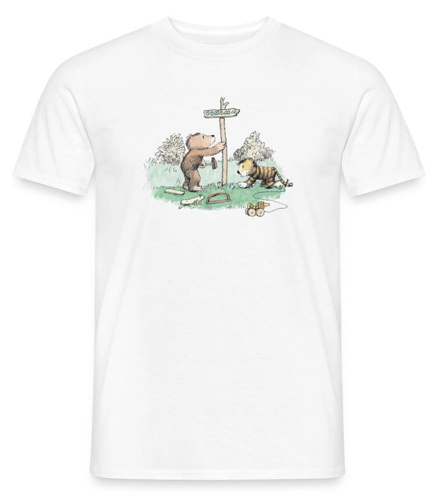 Spreadshirt Janosch Tiger und Bär Panama Schild Männer T-Shirt, 4XL, Weiß